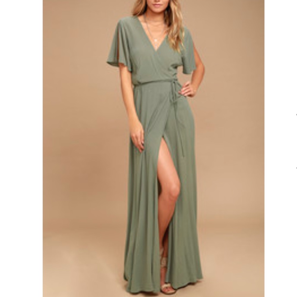 Green wrap maxi dress